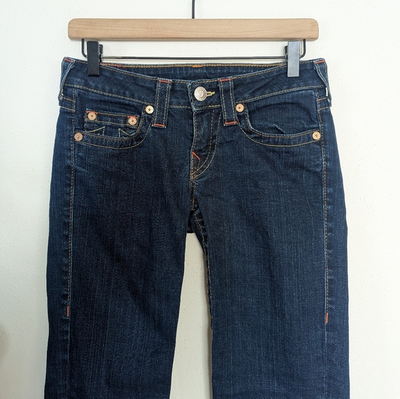 True Religion | Johnny | Low Rise Straight Leg Dark Wash Denim Jeans - Picture 8 of 15